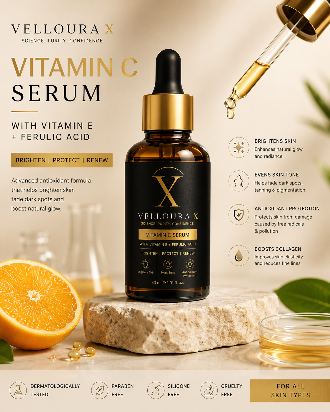 Velloura X Advanced Vitamin C Face Serum – For Glowing, Even & Youthful Skin